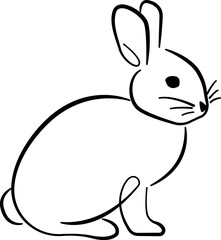 Rabbit Line Drawing. Line Art Adorable Bunny for Trendy Minimalist Design. Cute Animal Rabbit Simple Doodle Hand Drawn Vector Illustration