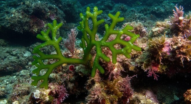 Detailed View of Codium Geppiorum Seaweed Exploring Marine Biodiversity

