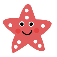 Happy Cartoon Starfish with Polka Dots and Smiling Face for Children's Decor or Educational Materials