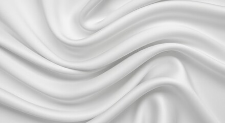 Obraz premium Elegant white silk fabric with soft folds creating a luxurious wave effect