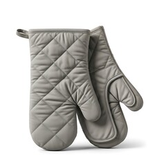 Gray Quilted Oven Mitts for Cooking.