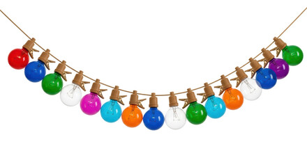 Isolated String of Colorful Decorative Party Lights Garland Celebration Birthday Festive Event