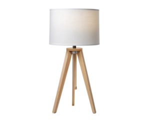 A clean, minimalist white wooden standing lamp featuring a simple cylindrical fabric 