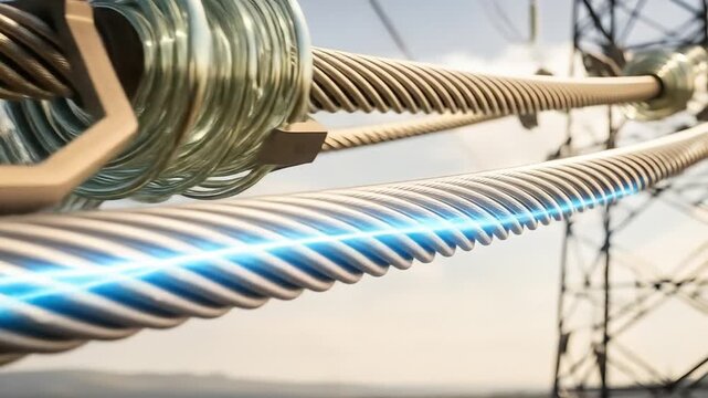 Blue energy light current flowing in power transmission cables