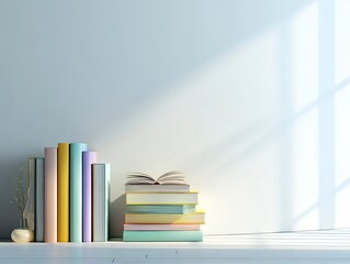 Colorful Books on a Minimalist Shelf