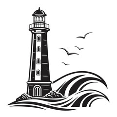 lighthouse silhouette vector illustration