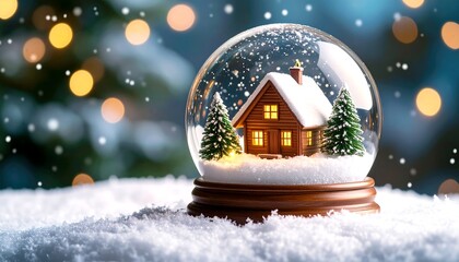 Snow globe with a cozy cabin