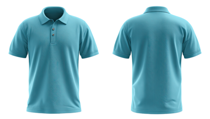 Light teal polo shirt, front and back views (1)