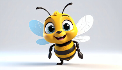 Fototapeta premium Cartoonish bee 3D icon cute playful insect illustration isolated on clean white background perfect for apps logos graphics decor