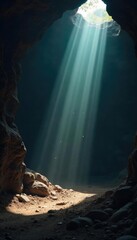 Obraz premium Light Beam Piercing Darkness Unveiling Hidden Textures in a Mysterious Space