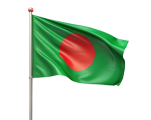 Green and red flag with a red circle in the middle isolated on white background
 ,PNG. AI Generated.