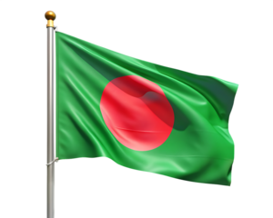 Green and red flag with a red circle in the middle isolated on white background
 ,PNG. AI Generated.