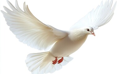 Fototapeta premium White Dove Flying Over Earth Watercolor Illustration - Peace Symbol with Leaves for International Peace Day Social Media Design