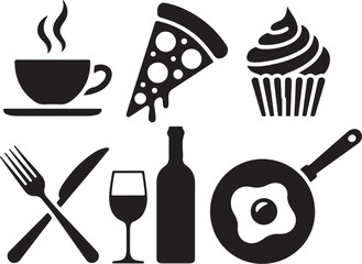 Delicious food icons for menus, recipes, and dining