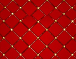 Obraz premium Red quilted fabric pattern with gold accents