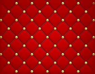 Obraz premium Red quilted fabric pattern with gold studs