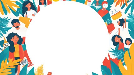 Diverse people colorful frame