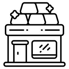 Gold Store Building vector icon. Jewelry icon line style. perfect use for logo, presentation, website, and more. modern icon design outline style