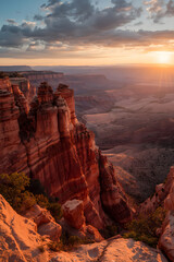 Fototapeta premium Illustration Scenic Landscape of Majestic Canyons
