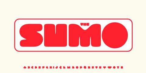 Chunky heavy geometric alphabet, fat squared rounded letters, retro comic thick font for summer logo, comics headline, playful typography, vintage typographic design. Vector typeset. © artyway