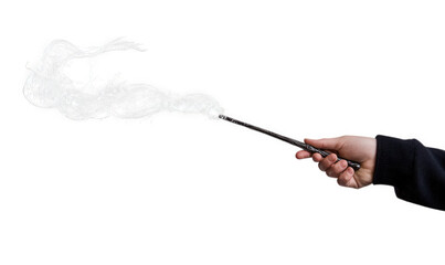 Mystical wand emitting smoke isolated on transparent background, perfect for fantasy, magic, and creating a sense of wonder in your creative projects and imaginative designs