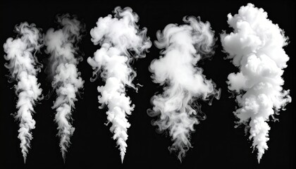 Abstract smoke plumes on black