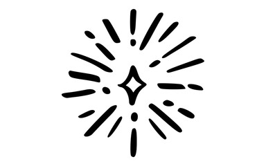 Hand Drawn Simple Star Outline with Interior Cross Lines