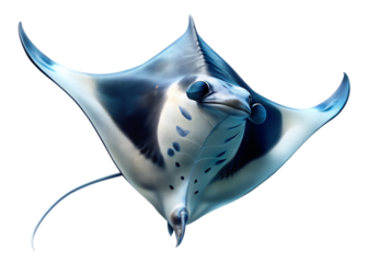 Manta Ray isolated on white background ,PNG. AI Generated.