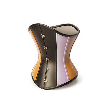 Fashionable multi colored underbust corset with boning and lacing