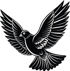 Black vector silhouette of a majestic eagle with powerful, outstretched wings, symbolizing freedom and strength in a bold tribal design