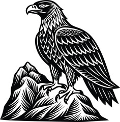 Eagle vector illustration featuring a cartoon bald eagle head with spread wings, a symbol of freedom