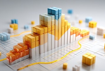 Colorful 3D bar graph, rising trend