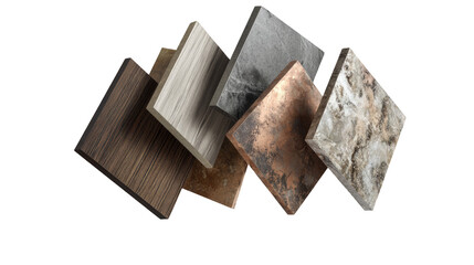 Assorted sample tiles in various colors and textures