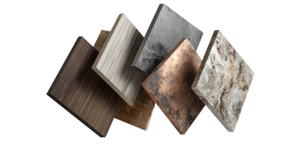 Assorted sample tiles in various colors and textures