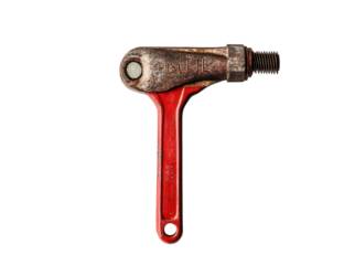 Red pipe wrench isolated on transparent background, a sturdy tool for gripping and turning pipes, showcasing its robust design and essential function in plumbing and maintenance work
