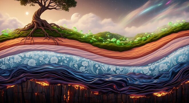 Earth Layers Colorful Artistic Depiction.