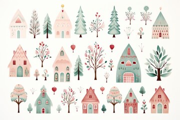 Fototapeta premium Christmas pattern confectionery architecture.