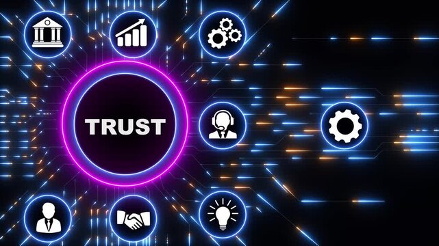 Business Trust concept.Circuit board with Technology background