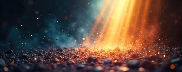 A sunbeam illuminates dust motes dancing in a sacred space, suggesting divine presence and inner vision  Perfect for themes of spirituality, enlightenment, and inner peace , divine, light