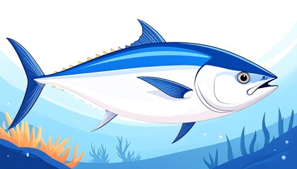 Obraz premium Tuna swimming in underwater scene