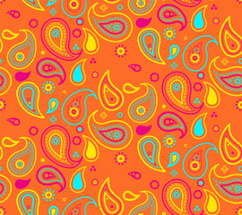 Fashionable vibrant tranquility horizontal. Page repetition as paisley pattern. Design clothing a trend classic.