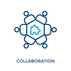 Collaboration Icon Outline Color Style. Vector Illustration For Graphic Design