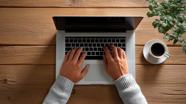 Working from home on a laptop in a cozy office space