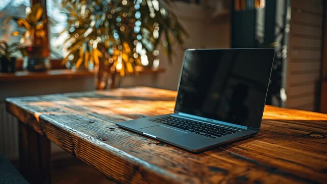 Home office scene featuring remote work with a laptop