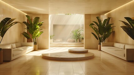 Fototapeta premium Sleek Modern Minimalist Living Room Design in Neutral Tones