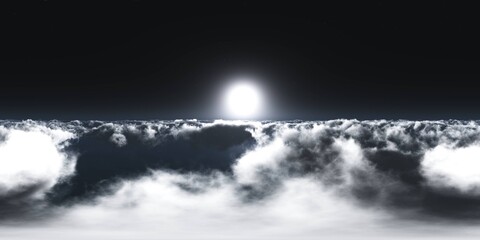 Obraz premium Panorama of clouds, HDRI, environment map , Round panorama, spherical panorama, equidistant projection, panorama 360, flying above the clouds,sky above the clouds, 3D rendering