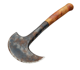 Antique axe isolated on transparent background, a relic of a bygone era, showcasing the craftsmanship and ruggedness of a tool used for chopping and shaping wood