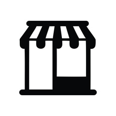 black and white icon of a storefront. vector illustration of a shopping cart icon
