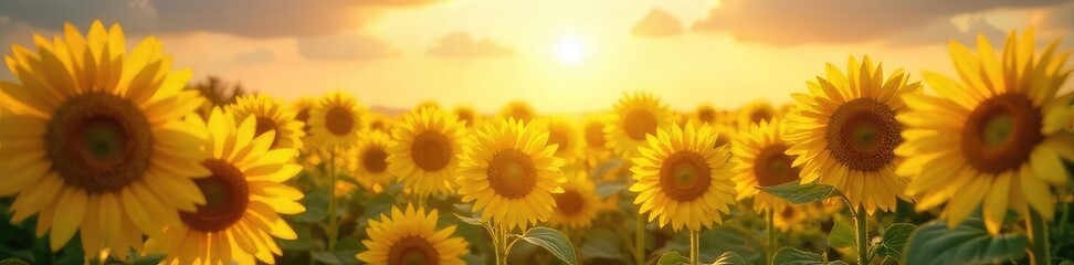 Vibrant sunflowers basking in sunlight, symbolizing the boundless connection and growth of a strong internet network  Perfect for technology, nature, and growth-related projects , nature, data