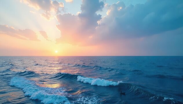 Breathtaking Ocean Horizon Calm Waves Meet the Sky in a Seamless Blend of Serenity and Immensity